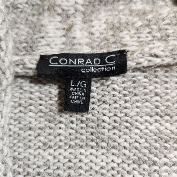 Conrad‎ C Large $60 Cotton Blend Cable Knit Gray Heather Bolero Shrug Sweater - Picture 5 of 9